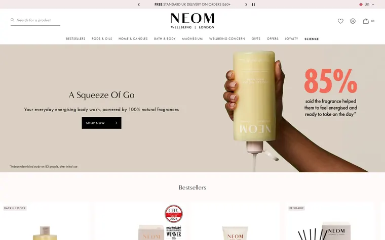NEOM Wellbeing homepage